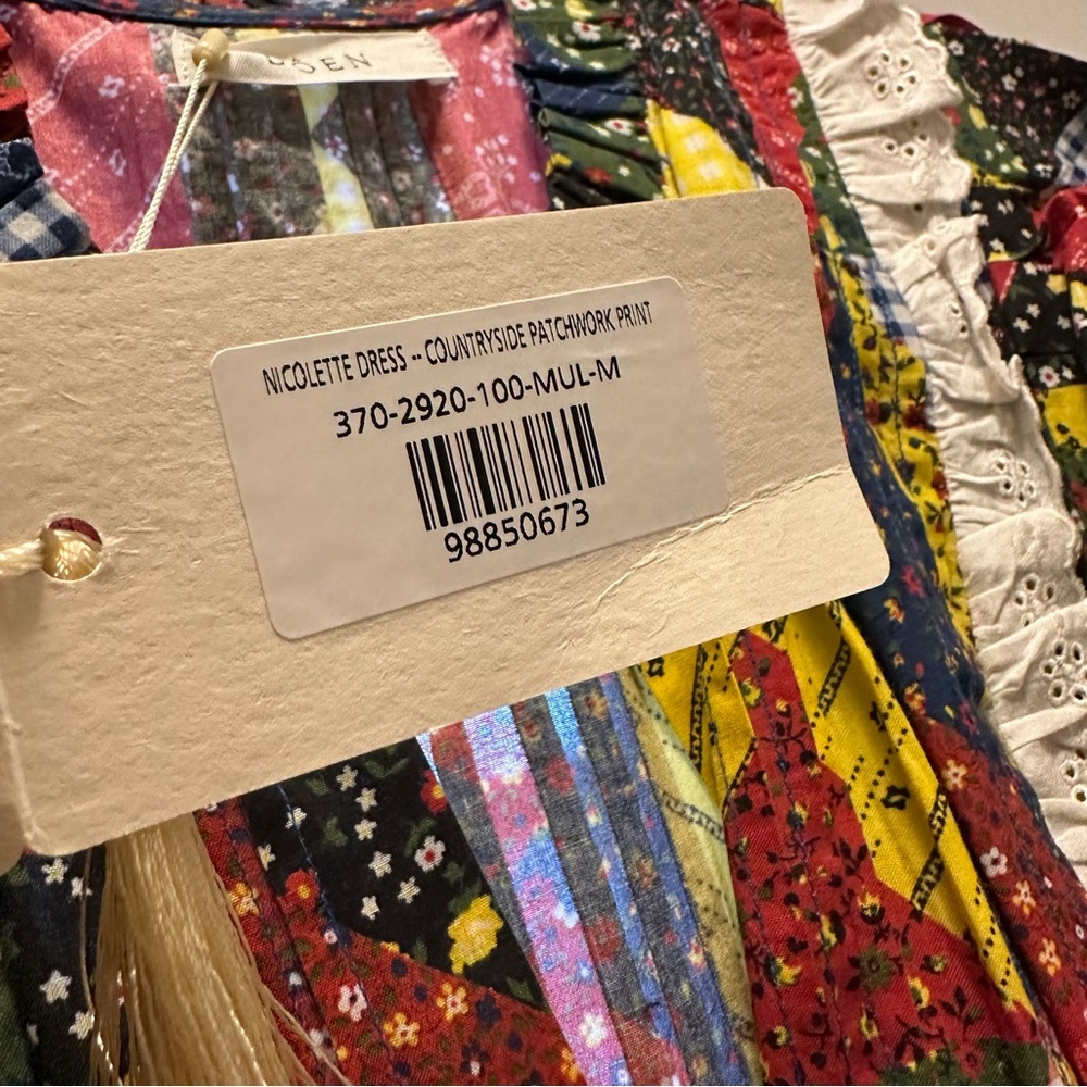 NWT DOEN Nicolette Countryside Patchwork Cotton Praire Maxi Dress sz M - Picture 15 of 15